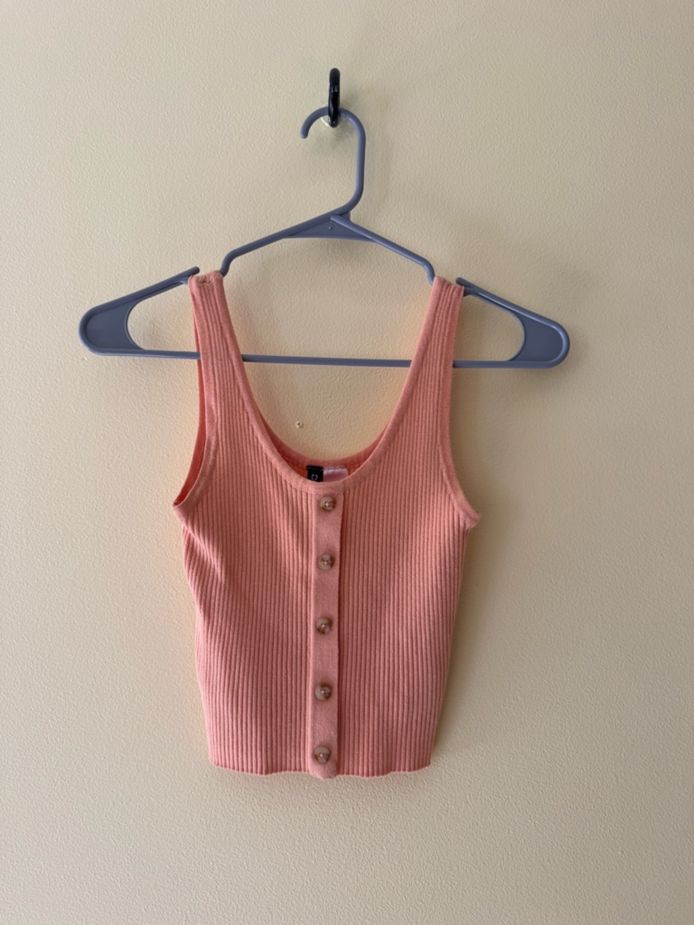 H&M Orange Ribbed Button-Front Crop Tank